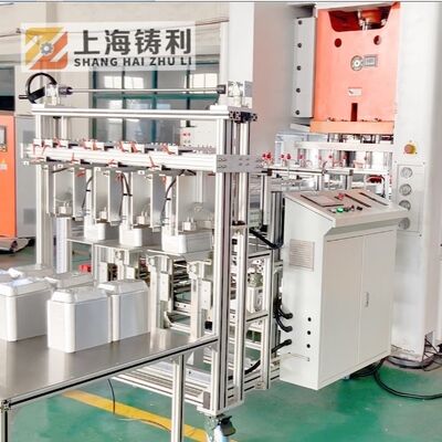 Mitsubishi PLC Controlled Pneumatic foil container machine  In White Orange